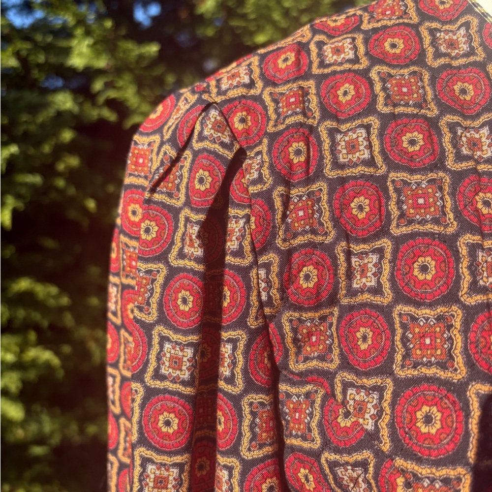 Vintage Lindor Button-Up Blouse Boho Geometric Print Sz M - Picture 7 of 9